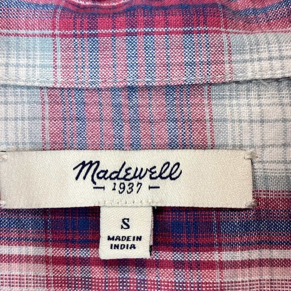Madewell cotton button down tartan plaid S preppy basics gorpcore grunge y2k - Picture 2 of 8